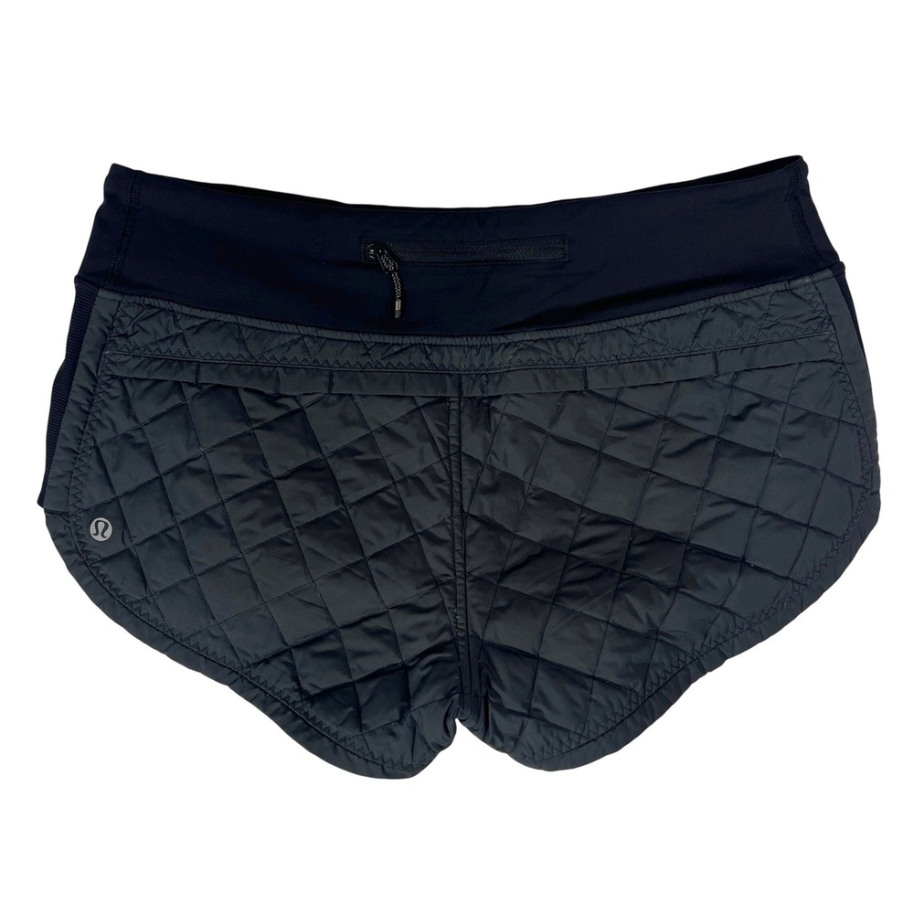 Lululemon Run Stay Warm Quilted Short 6 Black Athleisure Gorpcore Gym Vintage